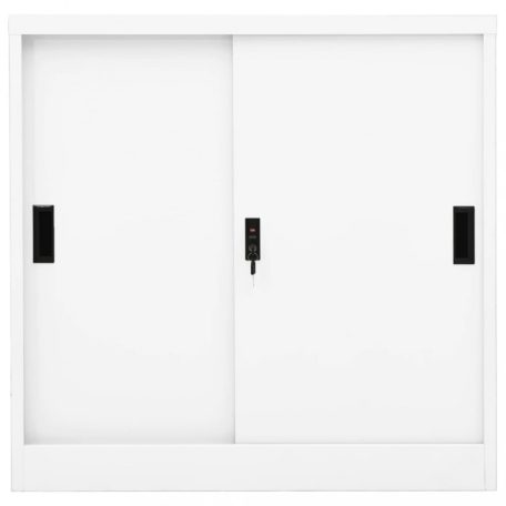 Fehér acél tolóajtós irodai szekrény 90 x 40 x 90 cm (335950)
