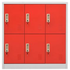   Világosszürke-piros acél zárható szekrény 90 x 45 x 92,5 cm (336438)