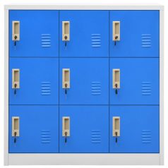   Világosszürke és kék acél zárható szekrény 90 x 45 x 92,5 cm (336441)