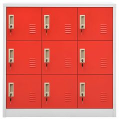   Világosszürke és piros acél zárható szekrény 90 x 45 x 92,5 cm (336442)