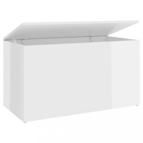 Magasfényű fehér forgácslap tárolóláda 84 x 42 x 46 cm (803062)