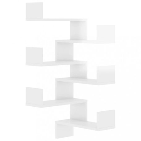 2 db magasfényű fehér forgácslap fali sarokpolc 40 x 40 x 50 cm (807236)