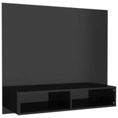   Magasfényű fekete fali forgácslap TV-szekrény 102x23,5x90 cm (808267)