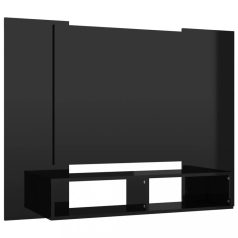   Magasfényű fekete fali forgácslap TV-szekrény 120x23,5x90 cm (808294)