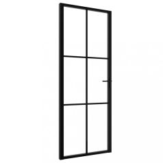   Fekete ESG üveg és alumínium beltéri ajtó 76 x 201,5 cm (151202)