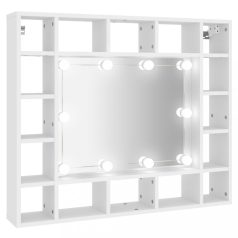   Fehér tükrös szekrény LED-ekkel 91 x 15 x 76,5 cm (808864)