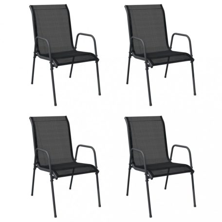 4 db fekete acél és textilén kerti szék (316818)