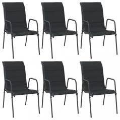 6 db fekete acél és textilén kerti szék (316822)