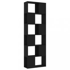   Fekete forgácslap térelválasztó könyvszekrény 60 x 24 x 186 cm (809099)
