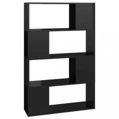   Magasfényű fekete térelválasztó könyvszekrény 80x24x124,5 cm (809141)