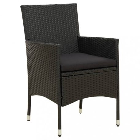 2 db fekete polyrattan kerti szék párnával (316681)