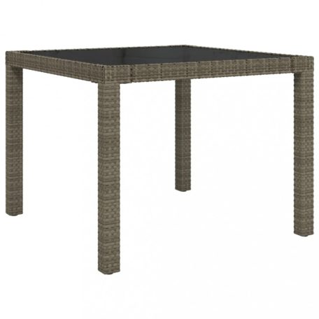 Szürke polyrattan és edzett üveg kerti asztal 90 x 90 x 75 cm (316701)