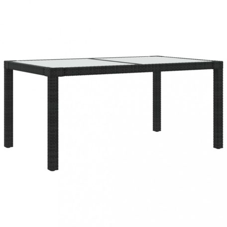 Fekete polyrattan és edzett üveg kerti asztal 150 x 90 x 75 cm (316705)