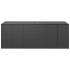   Fekete polyrattan kerti párnatartó doboz 291 x 100,5 x 104 cm (317235)