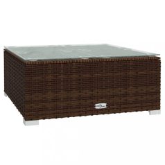   Barna polyrattan és üveg kerti dohányzóasztal 60 x 60 x 30 cm (317502)