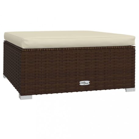 Barna polyrattan kerti lábtartó párnával 70 x 70 x 30 cm (317503)