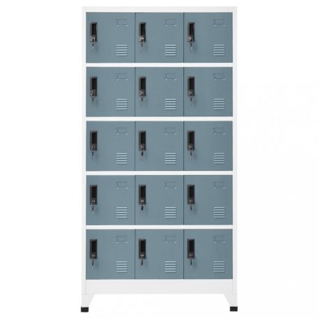 Világos- és sötétszürke acél zárható szekrény 90 x 40 x 180 cm (339827)