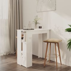   Magasfényű fehér forgácslap bárasztal polccal 102x50x103,5 cm (809464)