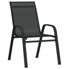 2 db fekete textilén rakásolható kerti szék (318777)