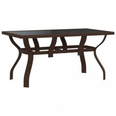   Barna és fekete acél és üveg kerti asztal 140x70x70 cm (318772)