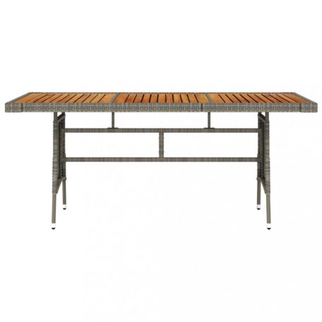 Szürke polyrattan és tömör akácfa kerti asztal 160 x 70 x 72 cm (318697)