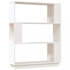   Fehér tömör fenyőfa könyvszekrény/térelválasztó 80x25x101 cm (814055)