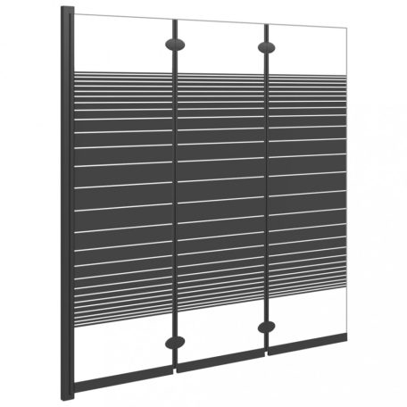 3 paneles fekete ESG összecsukható zuhanyparaván 130 x 130 cm (151864)