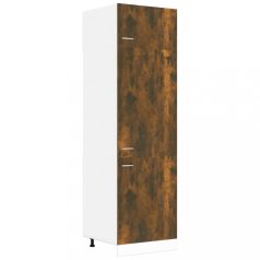   Füstös tölgy színű szerelt fa hűtőtároló szekrény 60x57x207 cm (815600)