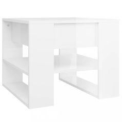   Magasfényű fehér szerelt fa dohányzóasztal 55,5 x 55 x 45 cm (810914)