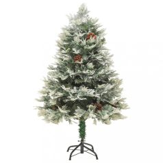   Zöld karácsonyfa LED-fényekkel és fenyőtobozokkal 120 cm (344295)
