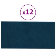 12 db kék bársony fali panel 30 x 15 cm 0,54 m²