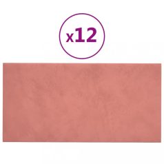   12 db rózsaszín bársony fali panel 30 x 15 cm 0,54 m² (343782)