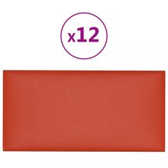 12 db piros műbőr fali panel 60 x 30 cm 2,16 m² (343857)