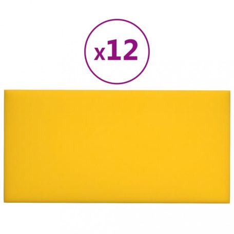 12 db sárga bársony fali panel 60x30 cm 2,16 m² (343869)