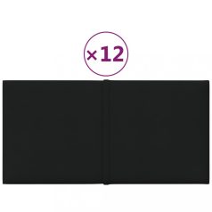 12 db fekete szövet fali panel 30 x 15 cm 0,54 m² (344017)