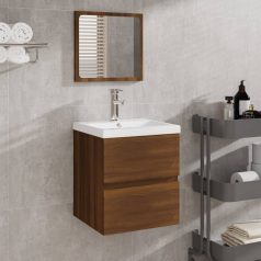   Barna tölgy színű szerelt fa fürdőszobaszekrény tükörrel (820474)
