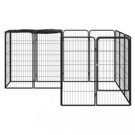 14-paneles fekete porszórt acél kutyakennel 50 x 100 cm (3115949)