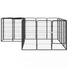   18-paneles fekete porszórt acél kutyakennel 50 x 100 cm (3115950)