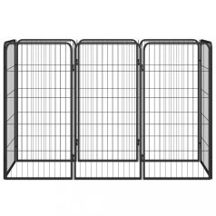   8-paneles fekete porszórt acél kutyakennel 50 x 100 cm (3115958)