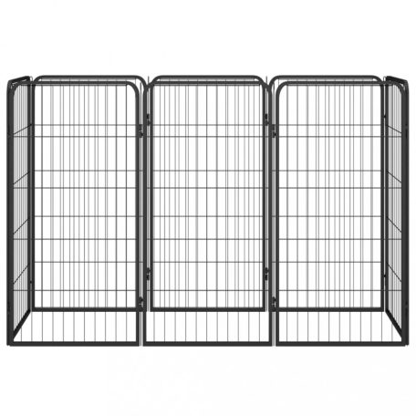 8-paneles fekete porszórt acél kutyakennel 50 x 100 cm (3115958)