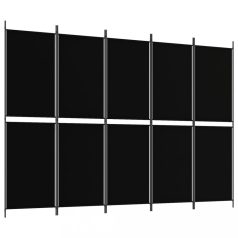   5 paneles fekete szövet térelválasztó 250x180 cm (350221)
