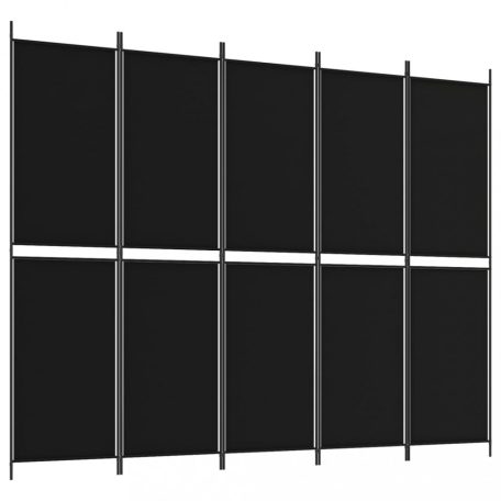5 paneles fekete szövet térelválasztó 250x200 cm (350237)