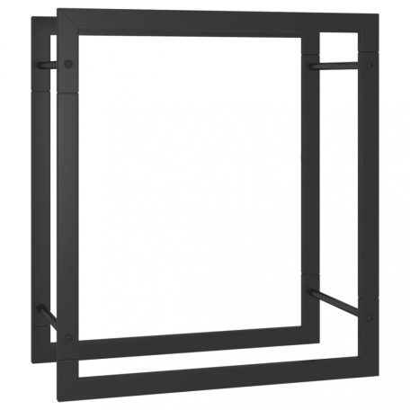 Fekete acél tűzifatároló állvány 50 x 28 x 56 cm