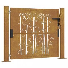 Bambuszmintás corten acél kerti kapu 105 x 105 cm