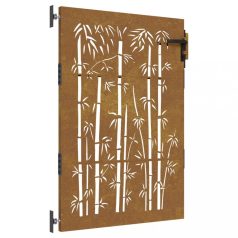 Bambuszmintás corten acél kerti kapu 85 x 125 cm