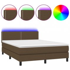   Barna szövet rugós és LED-es ágy matraccal 140x200 cm (3133080)