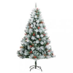   Csuklópántos műkarácsonyfa tobozokkal és bogyókkal 210 cm