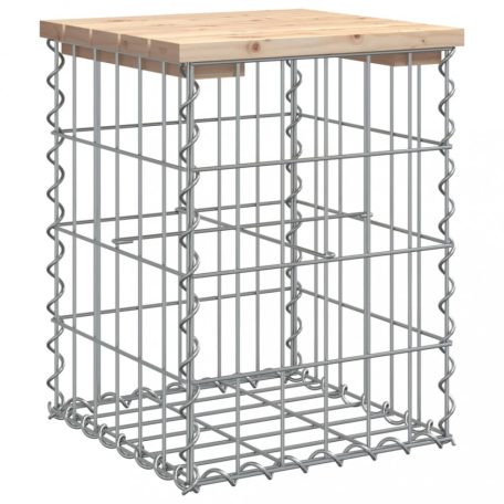 Tömör fenyőfa gabion kerti pad 33x31x42 cm