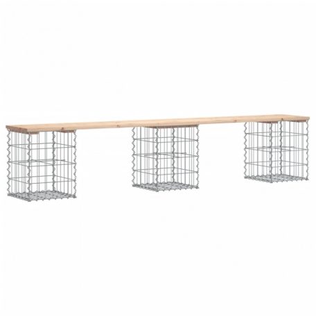 Tömör fenyőfa gabion kerti pad 203x31x42 cm