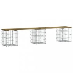 Impregnált fenyőfa gabion kerti pad 203 x 31 x 42 cm